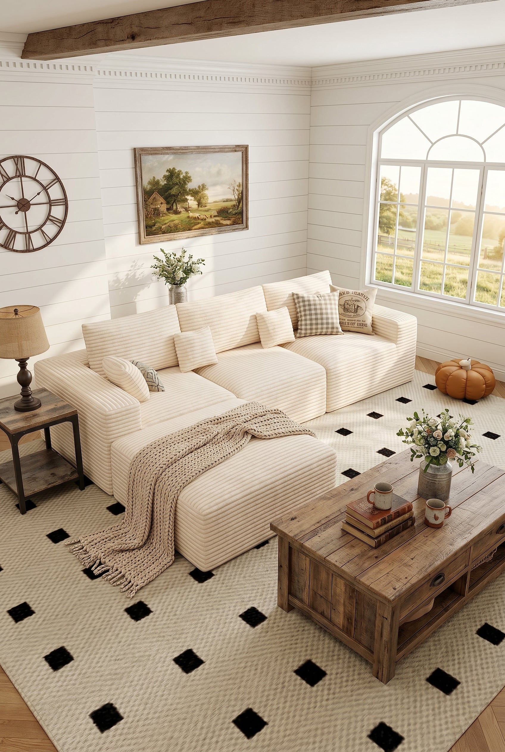 Convertible Modular Cloud Sectional Sofa | 113" L-Shaped & 146" U-Shaped Corduroy Couches with Ottoman for Living Room