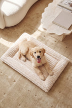 Striped Flannel Plush Dog Bed Mat, Soft Fluffy Washable Pet Sleeping Pad for Dogs & Cats