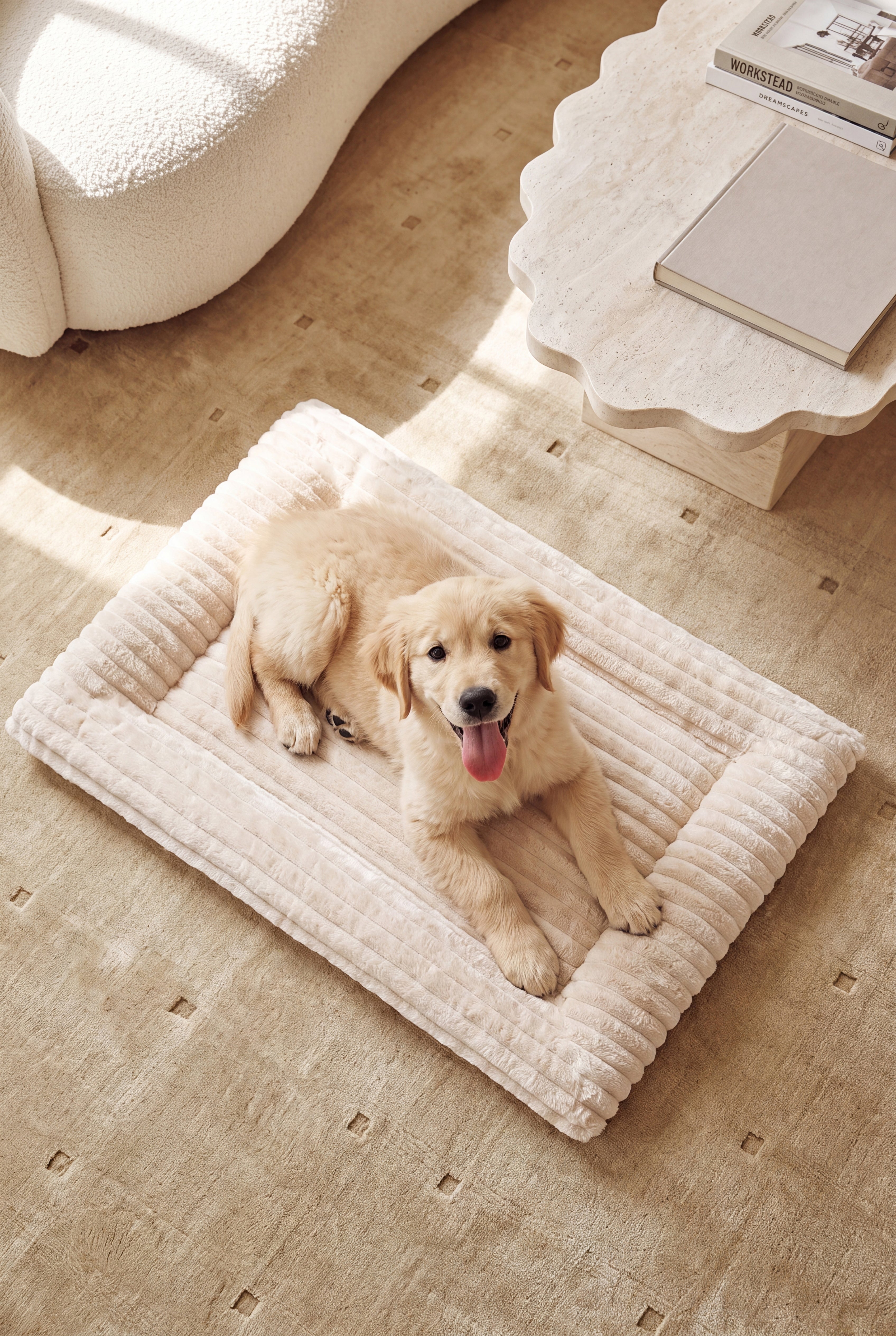 Striped Flannel Plush Dog Bed Mat, Soft Fluffy Washable Pet Sleeping Pad for Dogs & Cats