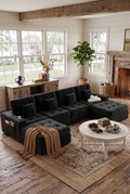 113"/143" Modular Sectional Sofa, Convertible L-Shape & U-Shape Cloud Boneless Couch with Ottoman, Layered Cushion Upholstered Sofa for Living Room Apartment