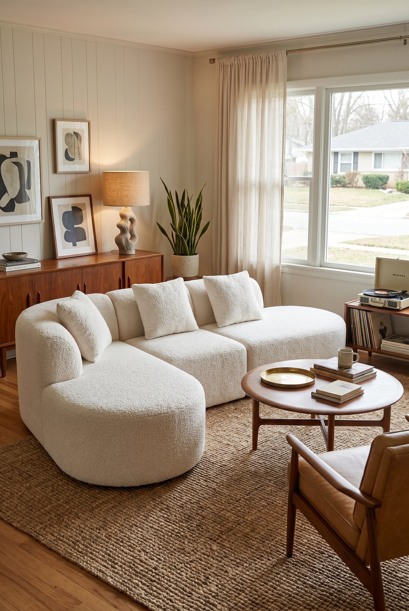 110'' Sectional Sofa with Chaise Lounge，L Shape Boneless Sofa