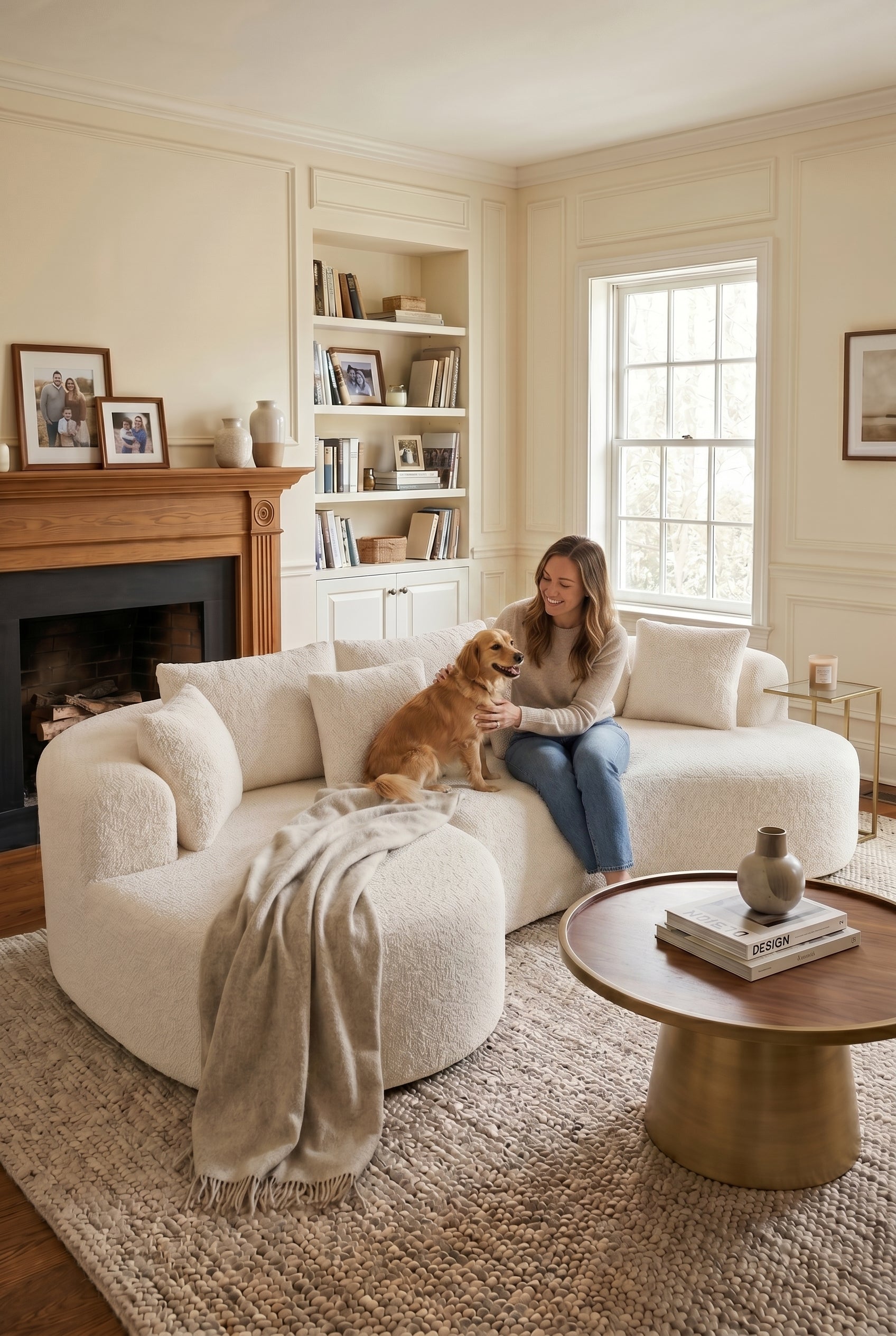 126" Oversized Curved Sectional Sofa | Boneless Modern Couch with Chaise for Living Room