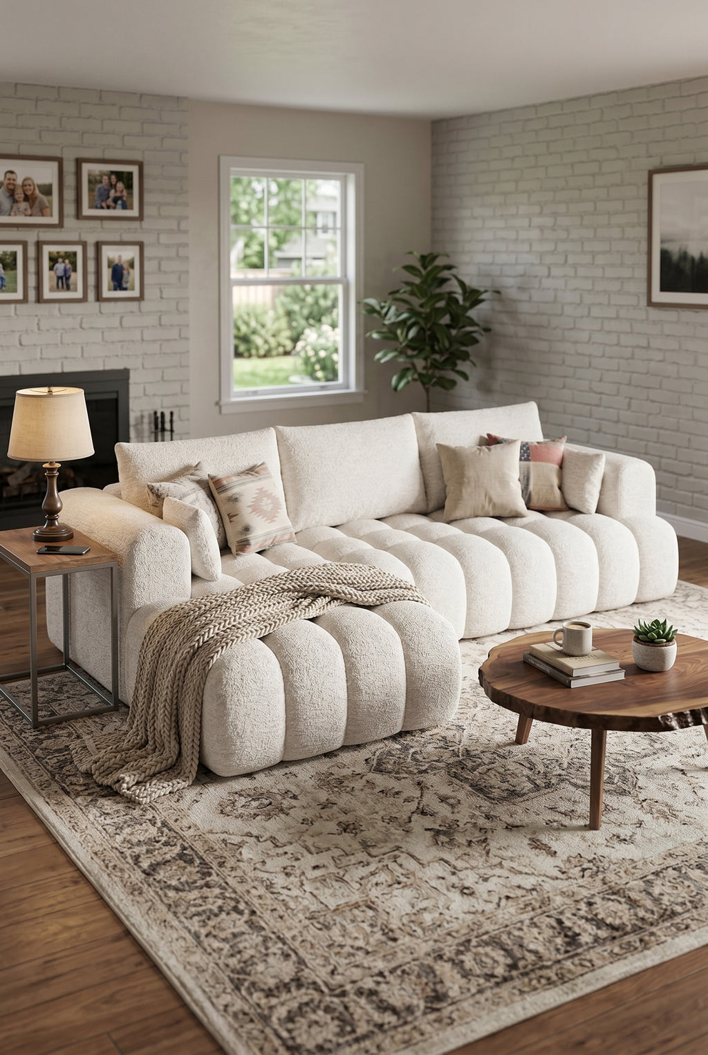 110'' L-Shape Boneless Sectional Sofa with Chaise Lounge | Tufted Cloud Couch with Compression Foam