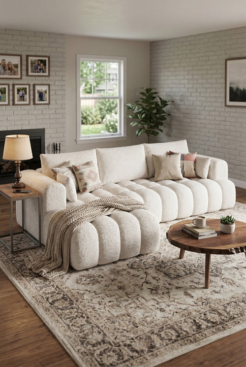 110'' L-Shape Boneless Sectional Sofa with Chaise Lounge | Tufted Cloud Couch with Compression Foam