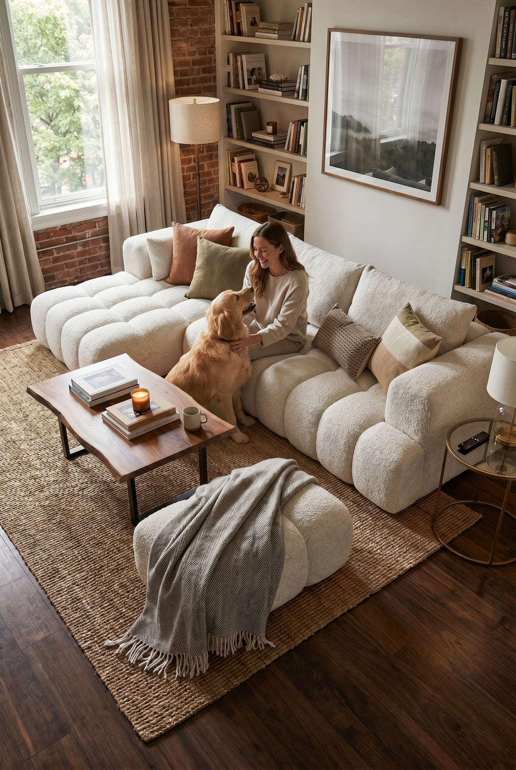 110'' L-Shape Boneless Sectional Sofa with Chaise Lounge | Tufted Cloud Couch with Compression Foam
