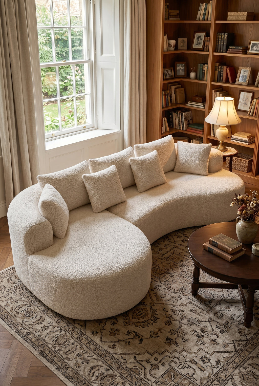 126" Oversized Curved Sectional Sofa | Boneless Modern Couch with Chaise for Living Room
