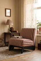 Upholstered Armless Accent Chair With  Solid Wood Legs，Mid Century Modern Accent Chair