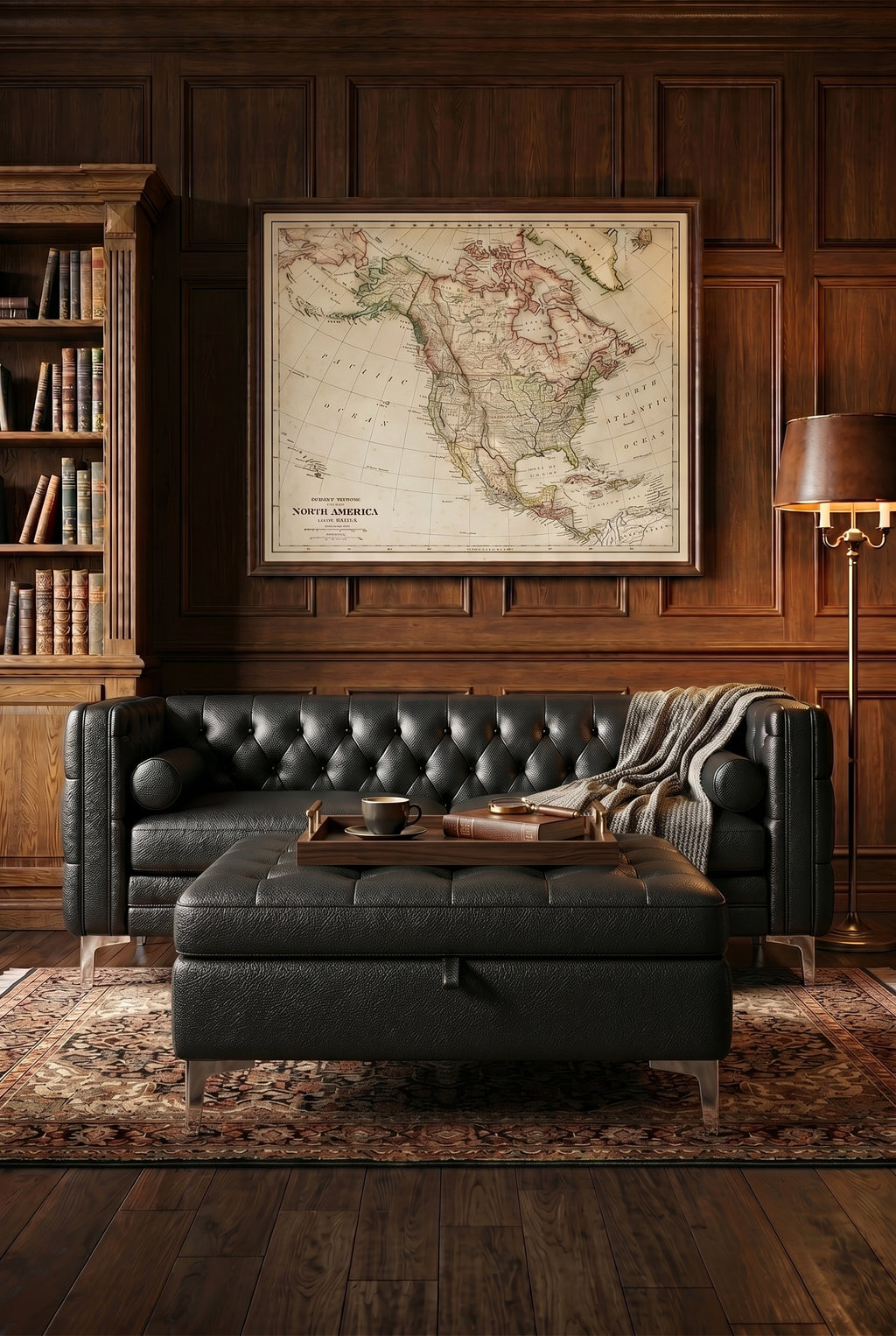 Square Faux Leather Storage Ottoman Coffee Table | Button-Tufted Ottoman with Metal Legs, Hidden Storage for Living Room