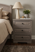 3-Drawer Wooden Nightstand with Contrast Trim | Farmhouse Bedside Storage Cabinet in 2 Wood Finishes for Bedroom