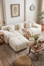 122" & 158" Convertible Modular Cloud Sectional Couch, 4-Seater L-Shape & 6-Seater U-Shape Chenille Boneless Sofa with Ottoman, Reconfigurable Modular Couch for Living Room & Apartment
