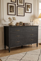 2-in-1 Convertible Wooden Dresser | Vintage 6-Drawer Wide Chest & 5-Drawer Tall Dresser with Turned Legs & Antique Metal Pulls