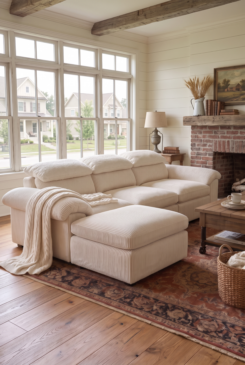 110" Convertible L-Shaped Modular Cloud Sectional Sofa, 4-Seater Chenille Boneless Couch with Detachable Chaise & Ottoman, Fluffy Deep Seat Upholstered Modular Sofa for Living Room & Apartment
