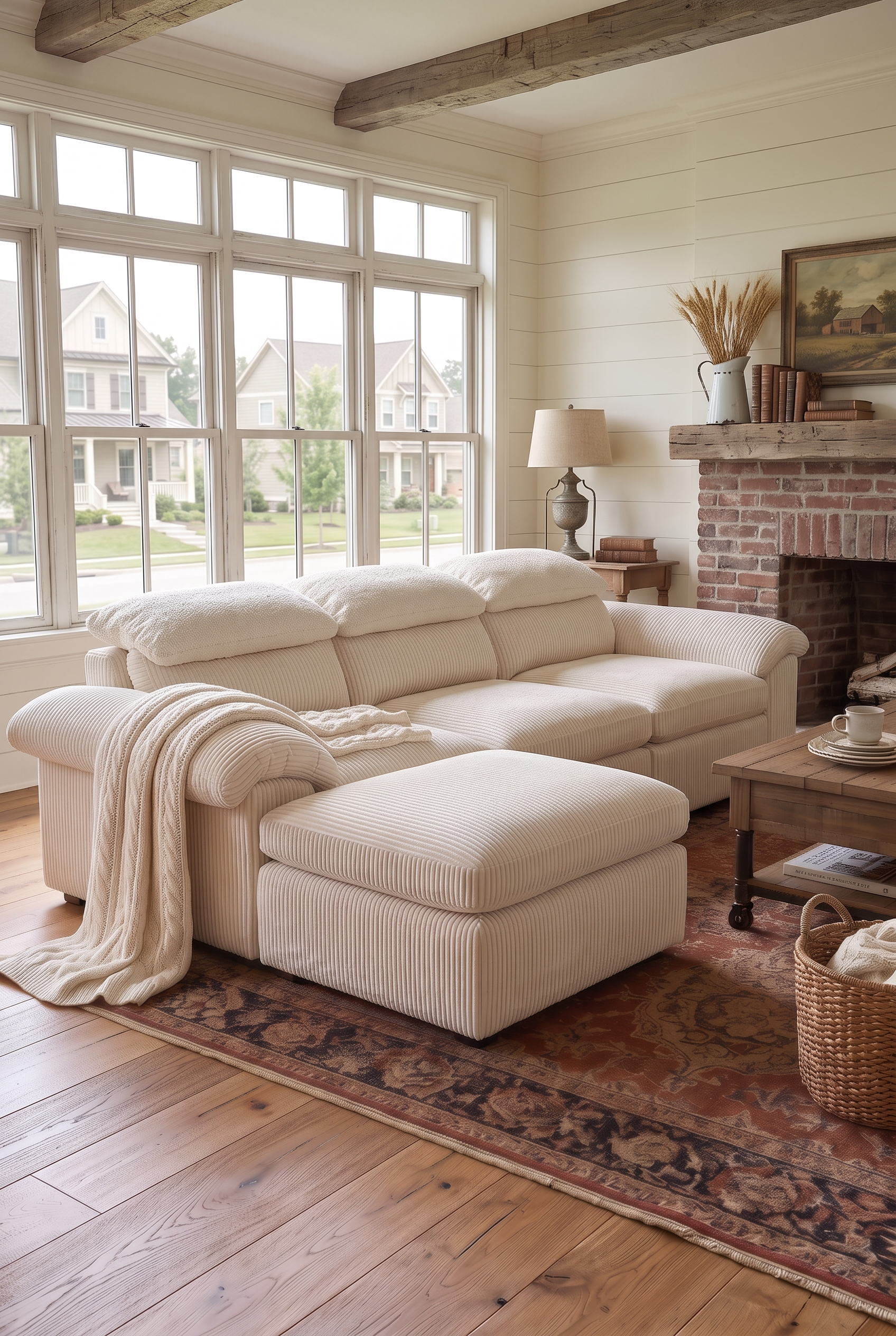 110" Convertible L-Shaped Modular Cloud Sectional Sofa, 4-Seater Chenille Boneless Couch with Detachable Chaise & Ottoman, Fluffy Deep Seat Upholstered Modular Sofa for Living Room & Apartment
