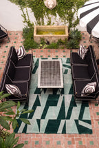 Geometric Pattern Outdoor & Indoor Area Rug, Machine Washable Stain Resistant Rectangular Floor Mat, Modern Abstract Striped Rug for Patio, Living Room & Balcony