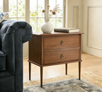 Vintage Wooden Nightstand with Raised Legs – Two Drawers & Hidden Charging Station